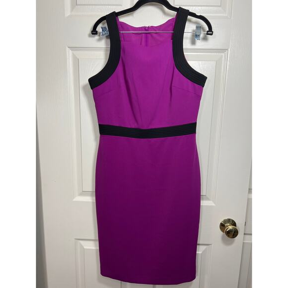 Badgley Mischka Dress Colorblock Midi Sheath Office Minimalist Chic 8 / Medium - Picture 1 of 8